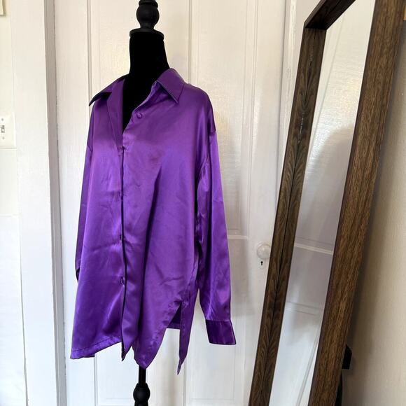VTG Purple Esprit Button Down Top Women's Size Large - Picture 3 of 7